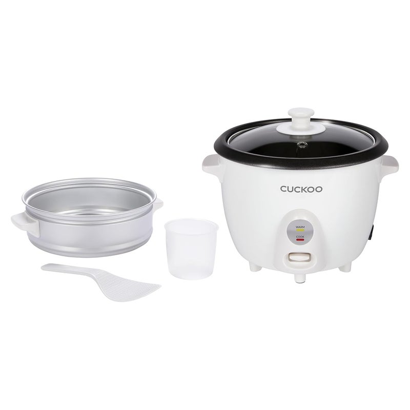 Cuckoo One Touch Rice Cooker 12-Cup Cooked, Small Rice Cooker & Warmer with Steamer Tray, Versatile Grain Cooker, Soup Maker, Auto Keep Warm, 6-Cup Uncooked, White (CR-0601C) - Image 1